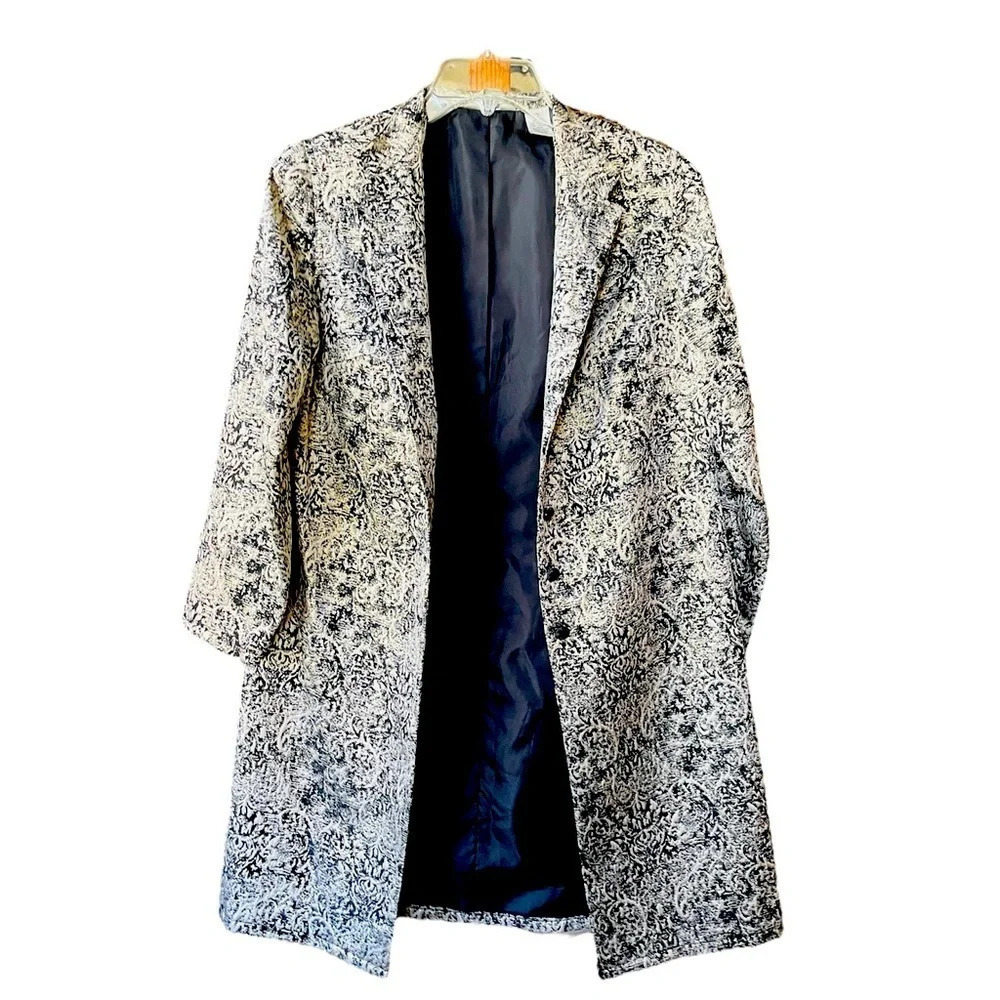 Laura Ashley Petite long formal jacket SZ petite small metallic gold black
